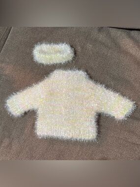 American Girl Doll Fuzzy Pastel Eyelash Knit Sweater with Matching Headband